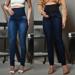 KIT 2 Calça jeans Para Grávida Cós Adaptável Elastano Gestante em Oferta na Shopee