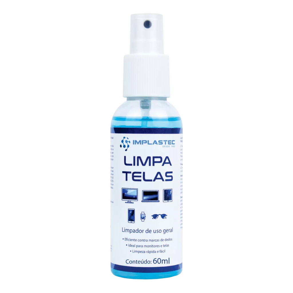 Limpa Telas Implastec 60ml Spray de Limpeza Sem Flanela
