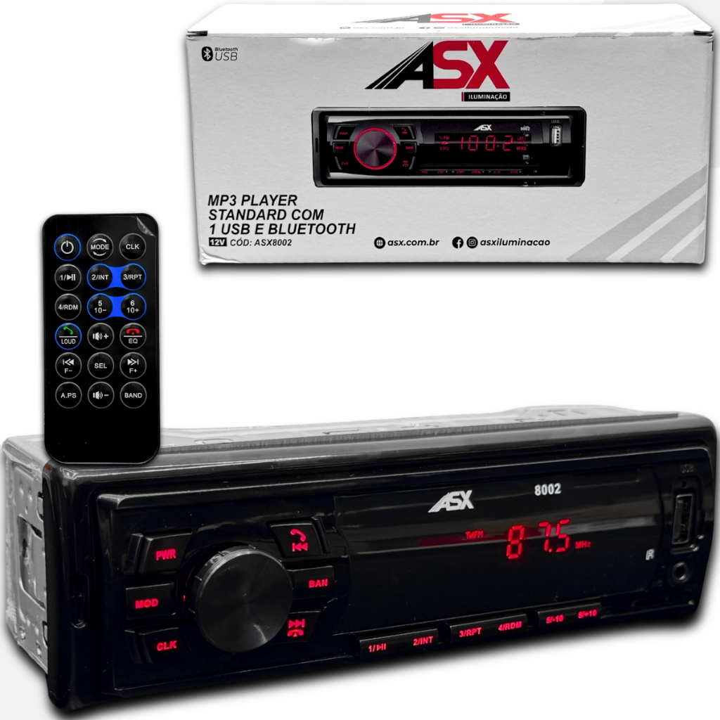 Radio Mp3 Player Com Bluetooth 40W 12V Asx8003 em Oferta na Shopee