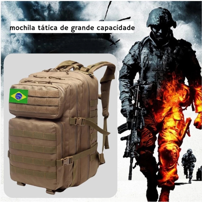 Mochila Tática Assalt Militar 40 litros Camping Trilha Estilo Cargo Unisex Reforçada Resist. a Agua