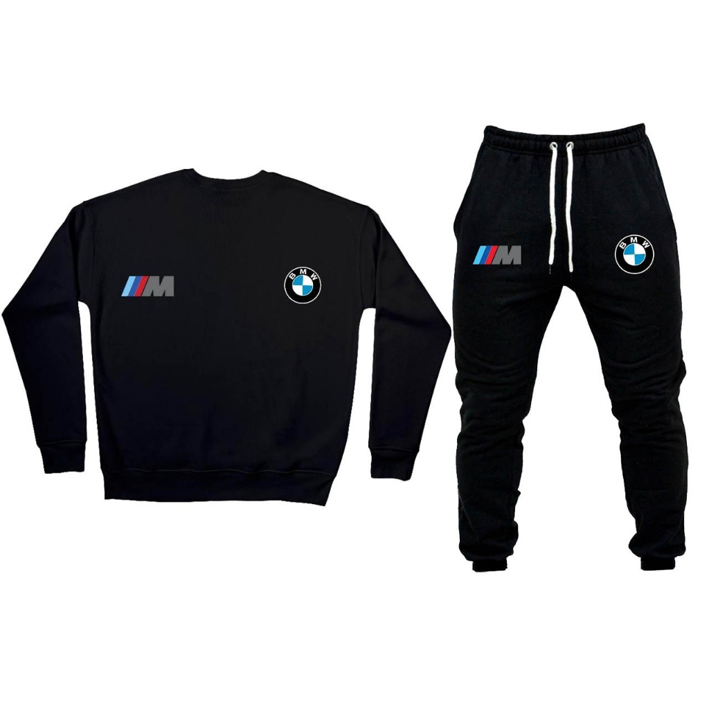Conjunto De Moletom BMW M Sport Masculino Calça Bolso e Blusa de Frio Careca Sem Capuz Lançamento BMW