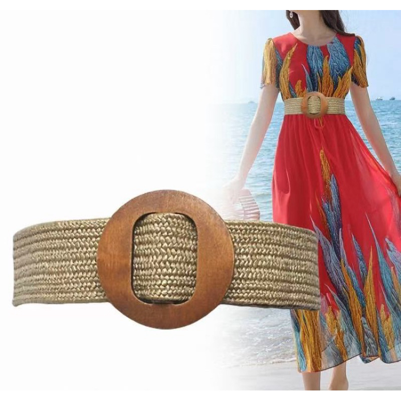 Cinto Feminino De Palha Cintura Elástica Moda Lançamento cinto Redondo Balada Festa  Festas  quadrado cinto Praia em Oferta na Shopee