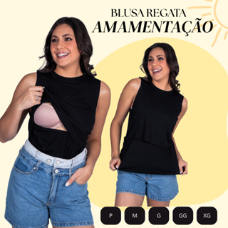Blusa Amamentação Regata Verão Premium Gestante Com Abertura Confortável Prática em Oferta na Shopee