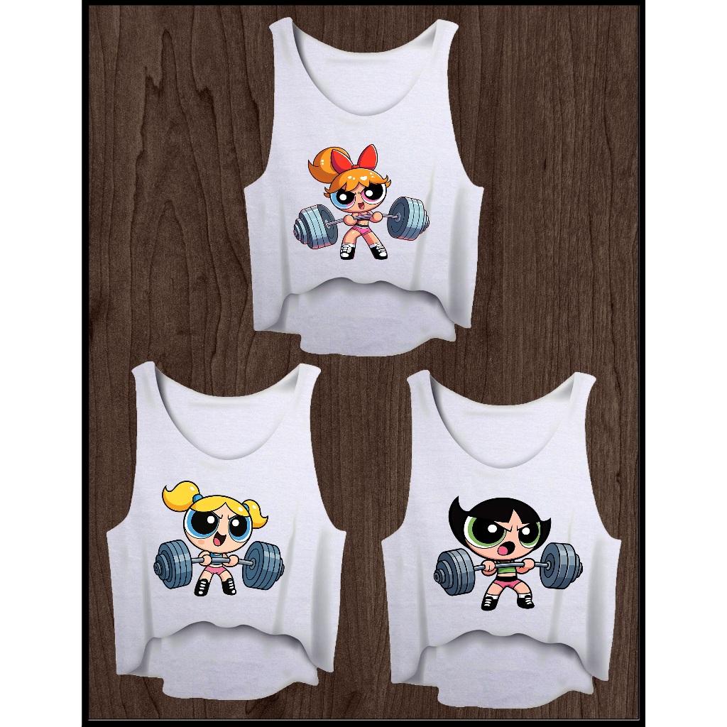 Kit 3 Cropped Amigas Camiseta Feminina Academia Meninas Super Poderosas Marombeira Cod 003