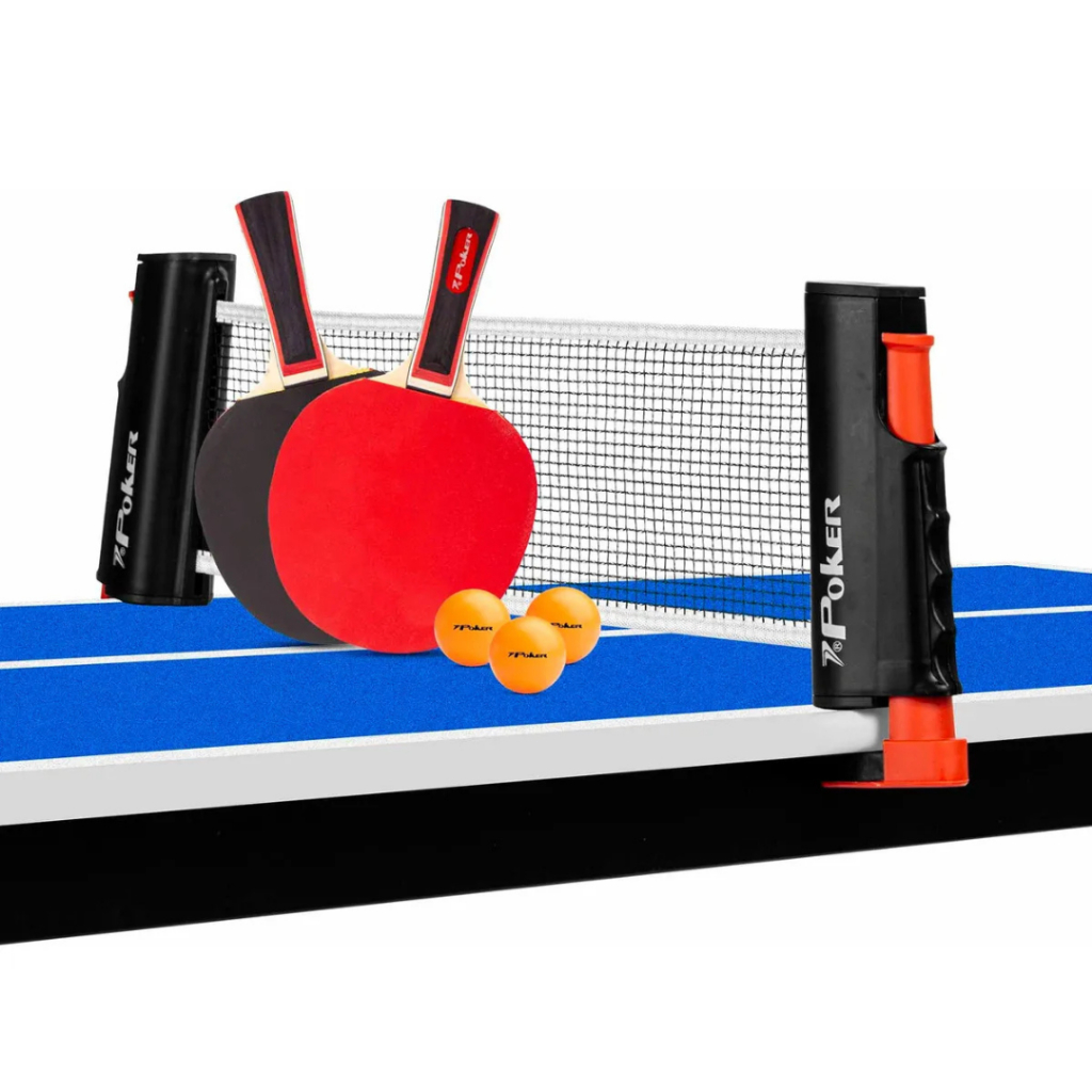 Kit Ping Pong Poker Pro 2 Raquete Rede Retrátil 3 Bolas Tênis De Mesa Portátil Lazer Casa
