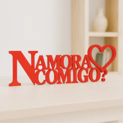 Placa Namora Comigo PVC 40x15cm Pedido de Namoro Romântico