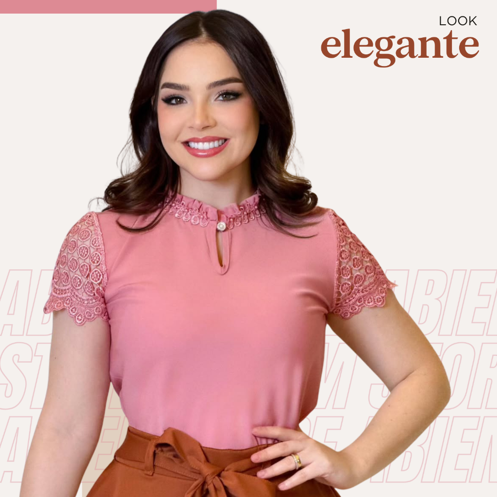 Elegante Blusa Evangélica Moda Feminina Social Elegante Casual Manga Curta Detalhe de Renda em Oferta na Shopee