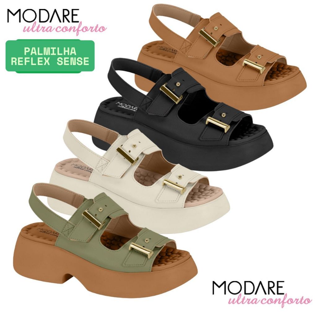 Sandalia Papete Feminina Modare Conforto Sola Alta Massageadora Fivela Ajustavel Moda Ref: 7210.208