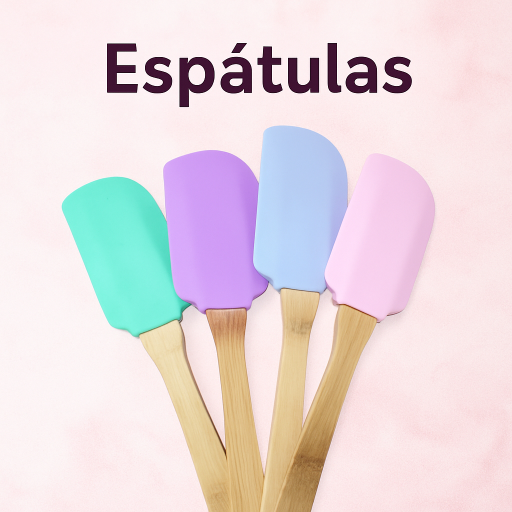 Espátula de Silicone Pão Duro Com Cabo de Madeira 27cm, Variadas Cores, Envio Imediato