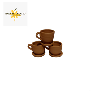 Xícaras de Barro com Pratinho -  kit com 3, 5 ou 10 xícaras em Oferta na Shopee