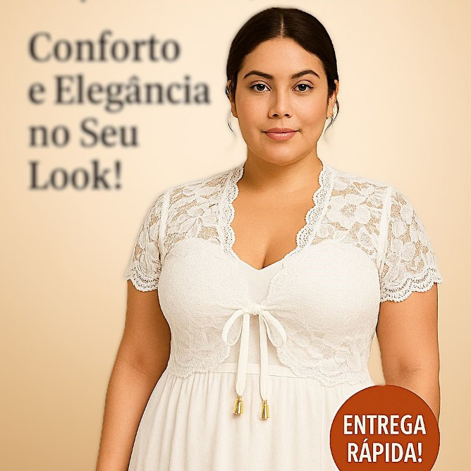 Bolero de Renda Poliamida Manga Curta em Oferta na Shopee