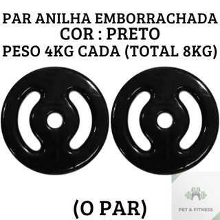 Anilha 4kg o Par total 8kg Emborrachados Ferro Fundido Treino Em Casa Peso de Academia Promoção