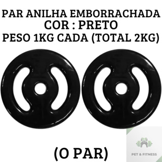 Anilha 1kg o Par total 2kg Emborrachados Ferro Fundido Treino Em Casa Peso de Academia Promoção em Oferta na Shopee
