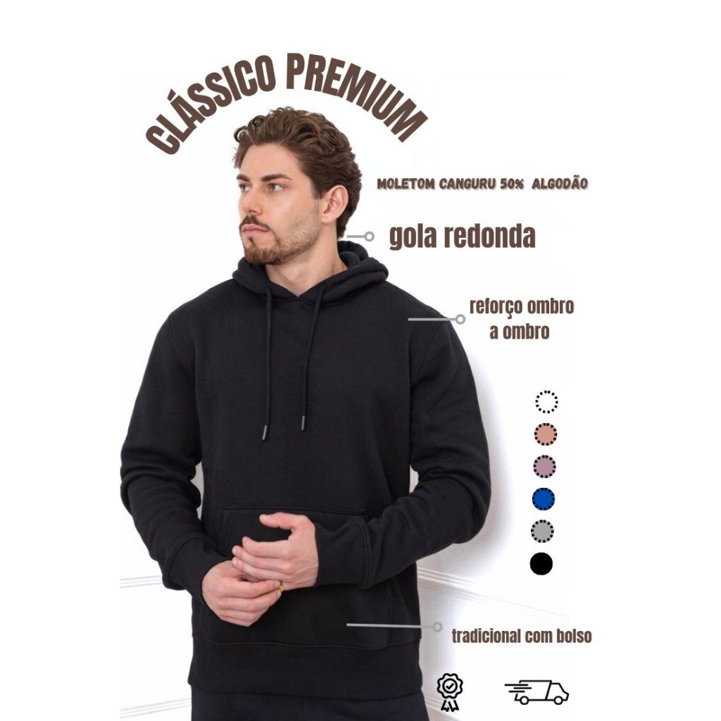 Moletom Blusa De Frio Bolso Canguru Básico Premium Moletom Com Capuz Original Feminino Masculino
