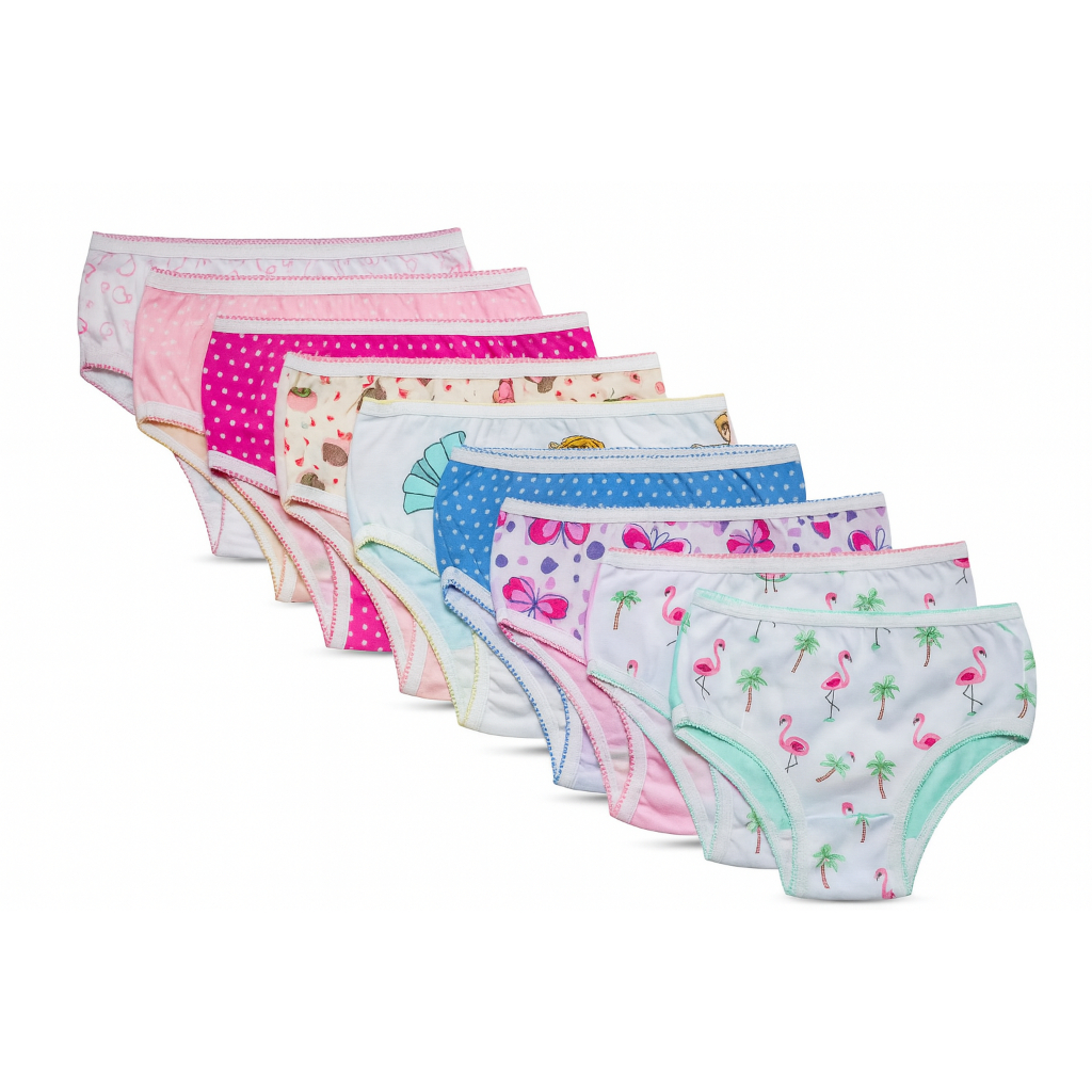 Kit Calcinha Infantil Algodão Estampada – Kit Sortido com 6 unidades