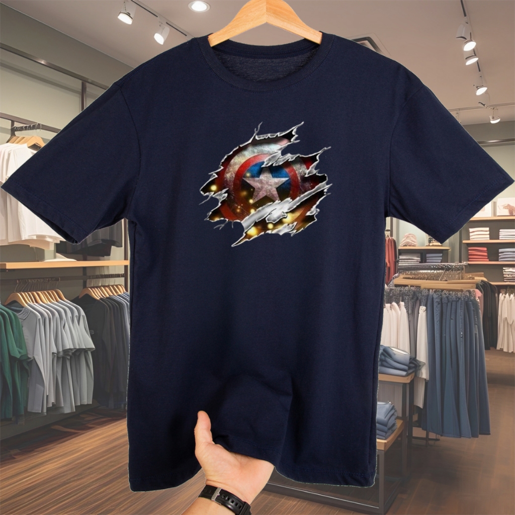 Camisa basica Capitao America camisa oversized camiseta masculina streetwear algodão Blusa de algodao unissex