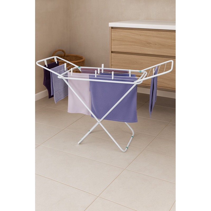 Varal de Chão Mor com Abas Retrátil Slim Dobrável em Aço Reforçado Compacto e Resistente em Oferta na Shopee