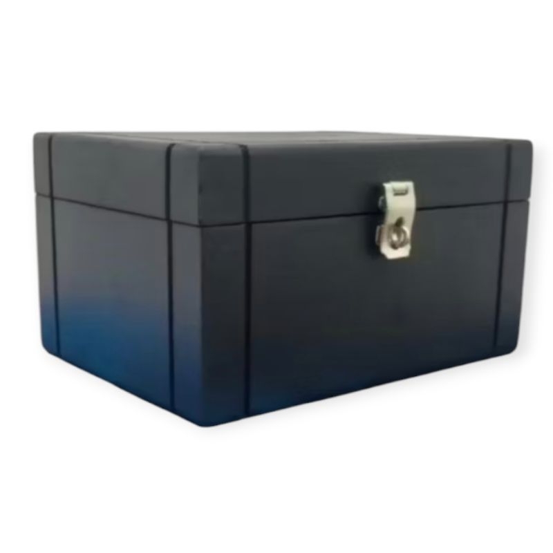 Caixa cofre riscada mdf fecho cadeado preto