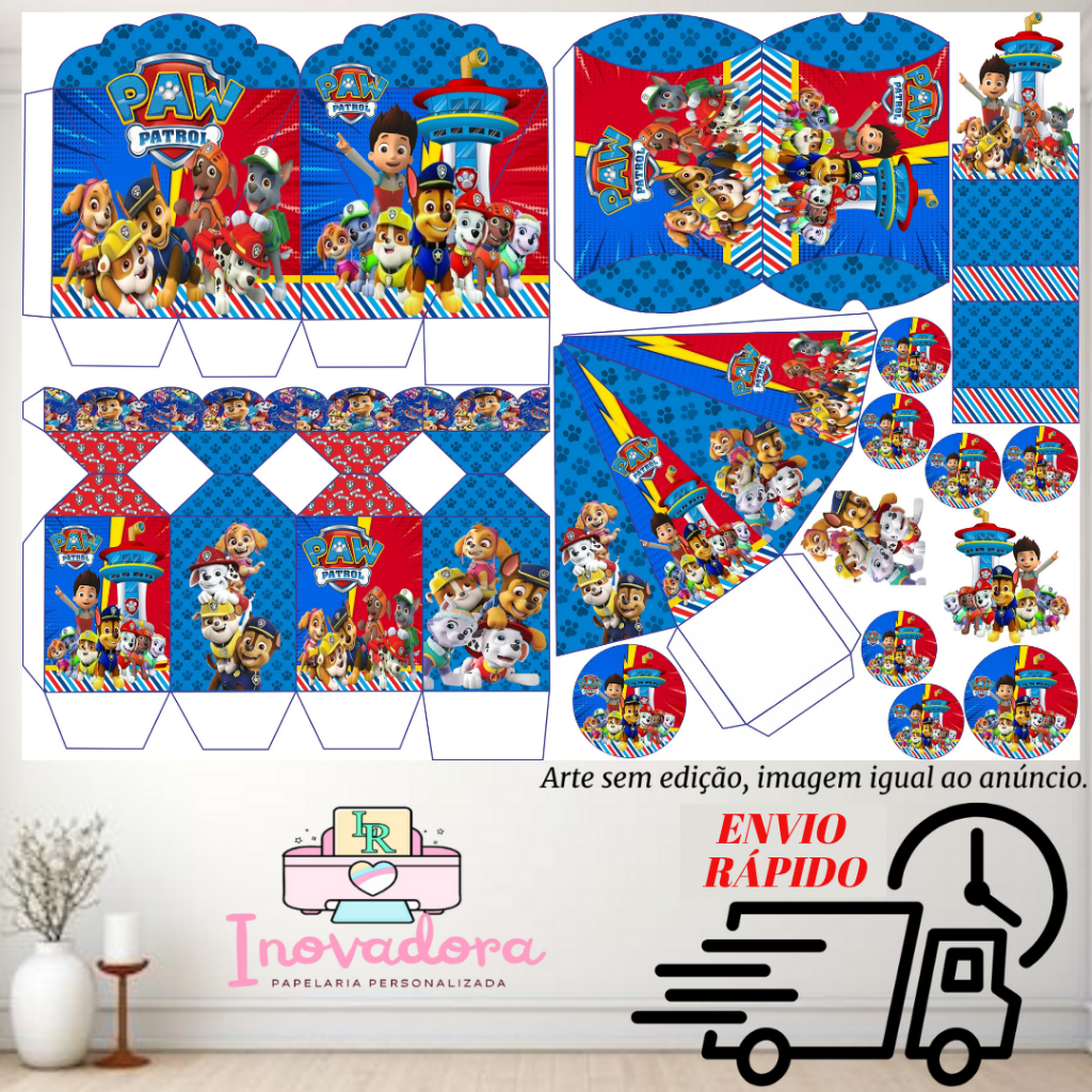 Kit com 75/150 itens lembrancinhas TEMA PATRULHA CANINA (COM/SEM NOME) - Envio Rápido