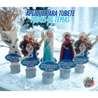 Aplique para Tubete 3d de 13cm - QUALQUER TEMA desejado! Personalizado com nome e idade em Oferta na Shopee