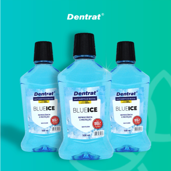 DENTRAT ENXAGUANTE BUCAL BLUE ICE em Oferta na Shopee