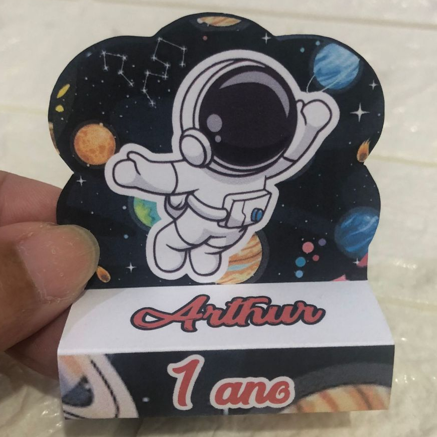 Pegue e Monte Porta Bis Duplo Personalizado ASTRONAUTA Lembrancinhas para Festas Aniversários Infantil Mimo