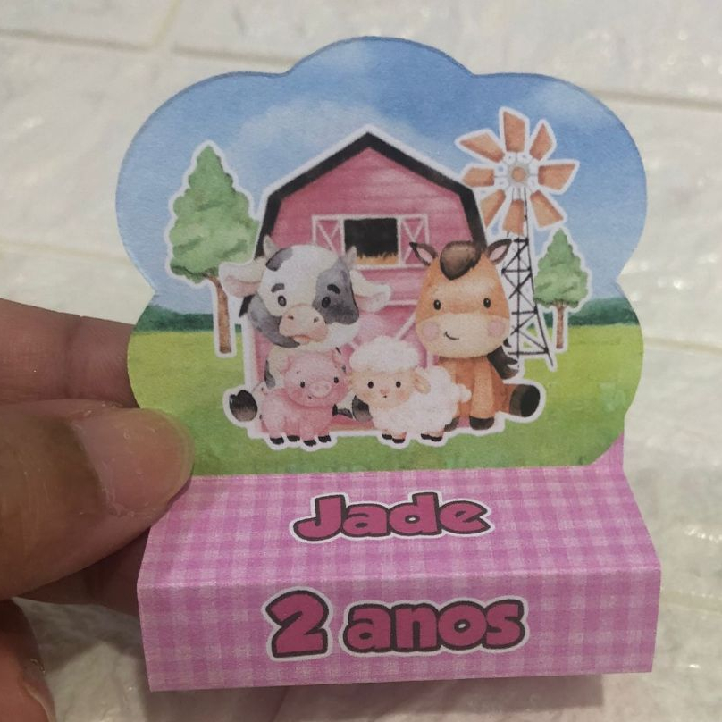 Pegue e Monte Porta Bis Duplo Personalizado FAZENDINHA ROSA MENINA Lembrancinhas para Festas Aniversários Infantil Mimo
