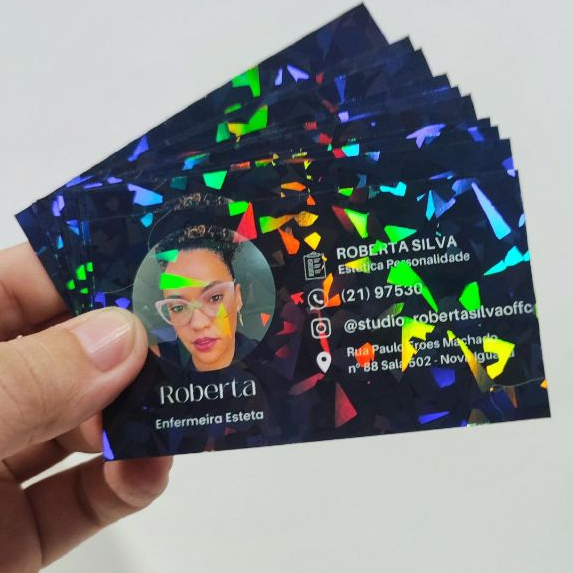 Cartão de Visita Holográfico Artesanal – Frente e Verso | Envio de Arte Pronta