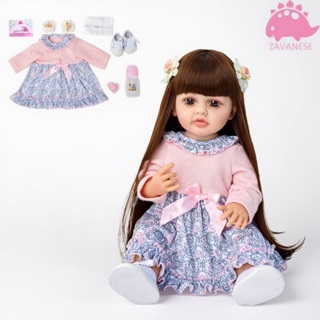 Boneca Bebe Reborn Menina 100% Silicone Pode Dar Banho Morena Cabelo Longo ZAVANESE em Oferta na Shopee
