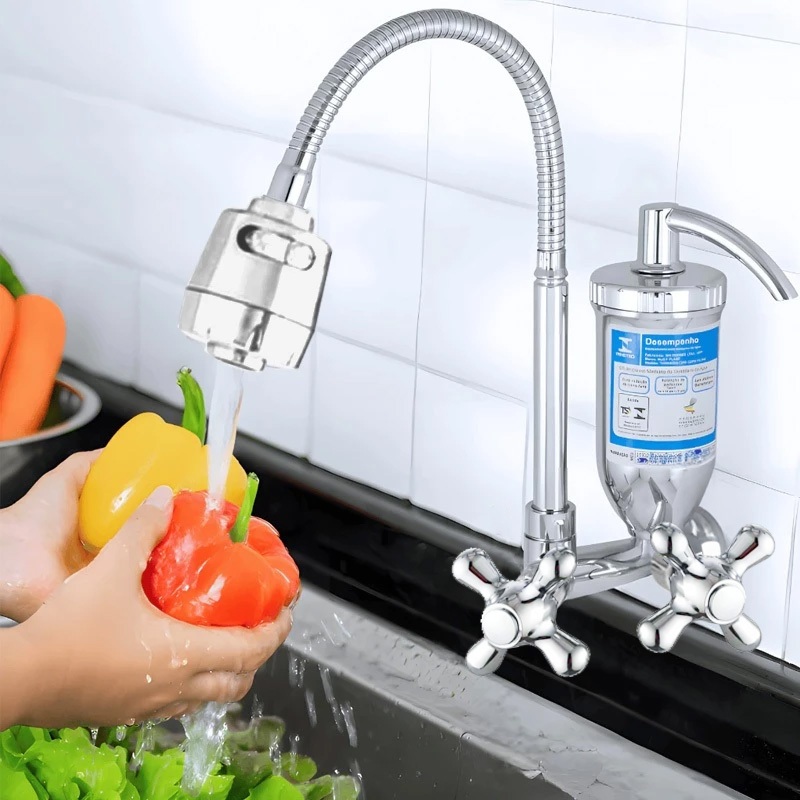 Torneira Abs Filtro Cozinha 1/4 De Volta Gourmet Parede com 2 refil em Oferta na Shopee