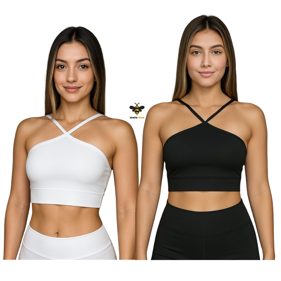 Kit 2 Top Feminino Fitness Alcinha Cruzada Treino Dia a Dia Academia Suplex em Oferta na Shopee