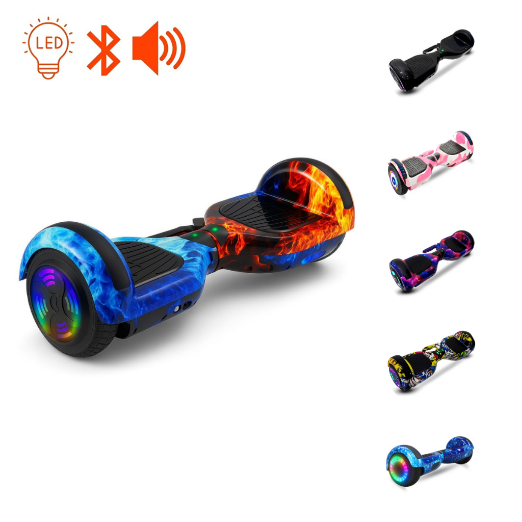 Hoverboard LED Skate Eletrico Exclusivo 6,5 Polg com Bluetooth, LED e Autobalanceamento P10