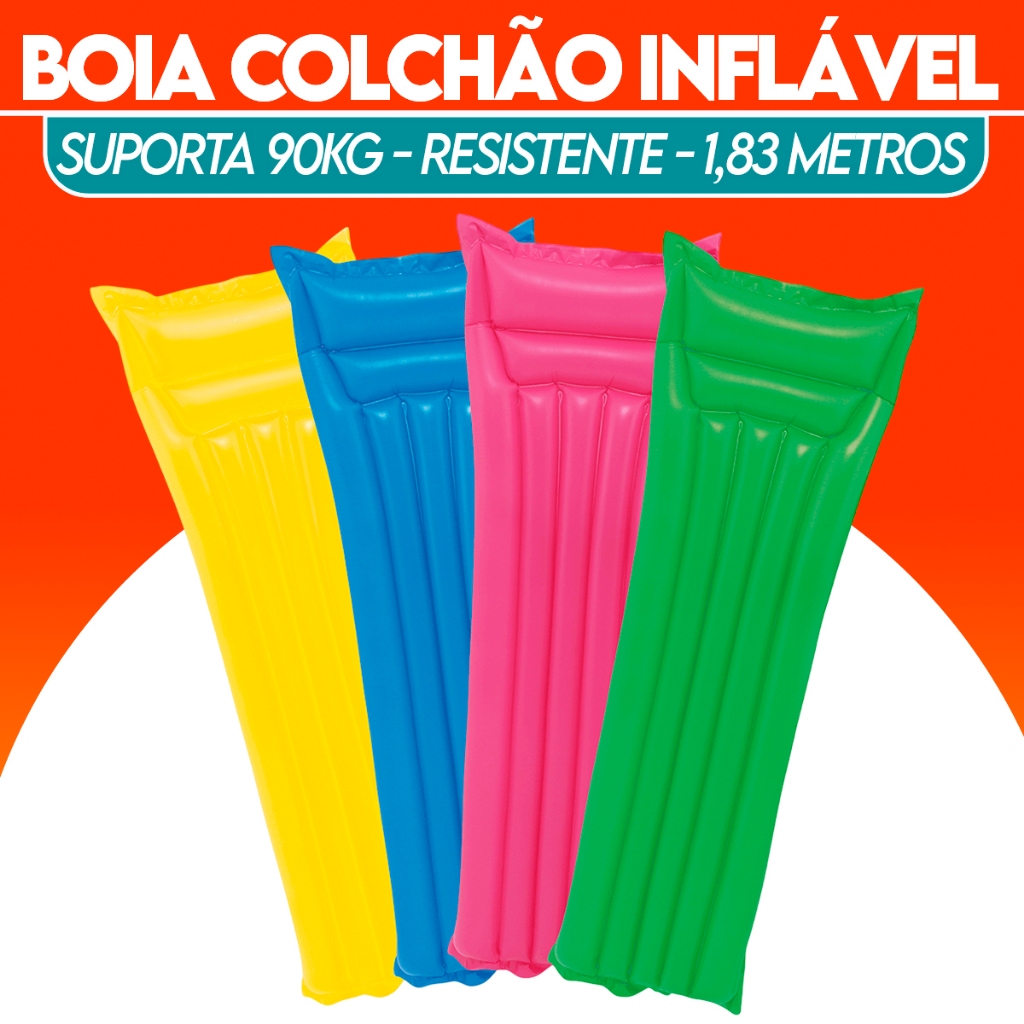 Colchão Boia Inflável com Travesseiro para Piscina Resistente Grande para Tomar Sol Bronzeador