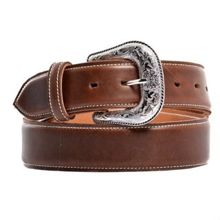 Cinto Country Caramelo em Couro Ecológico Forrado e Costurado Fivela em Metal Prata Costurado em Oferta na Shopee