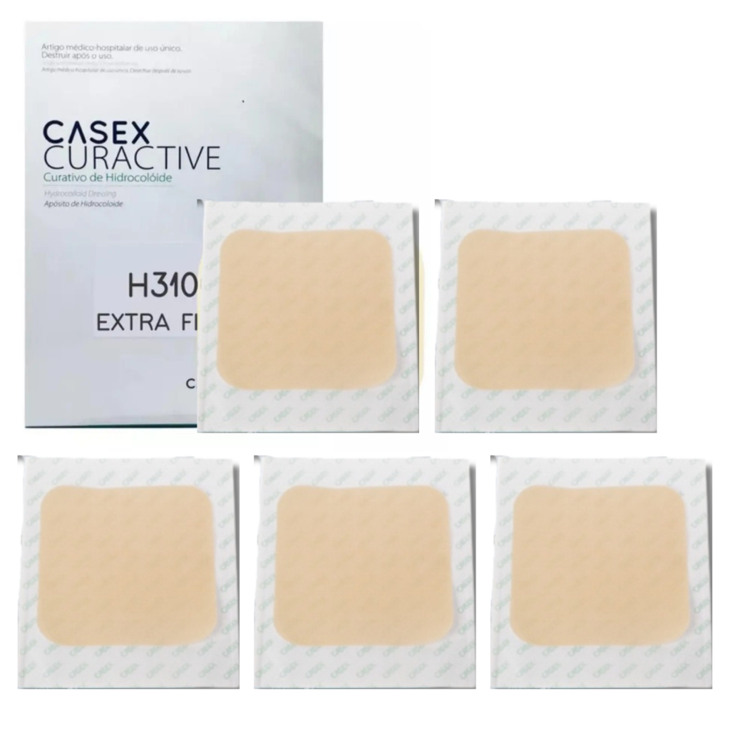 Curativo Hidrocoloide Extra Fino 10cm x 10cm 5 Unidades Casex