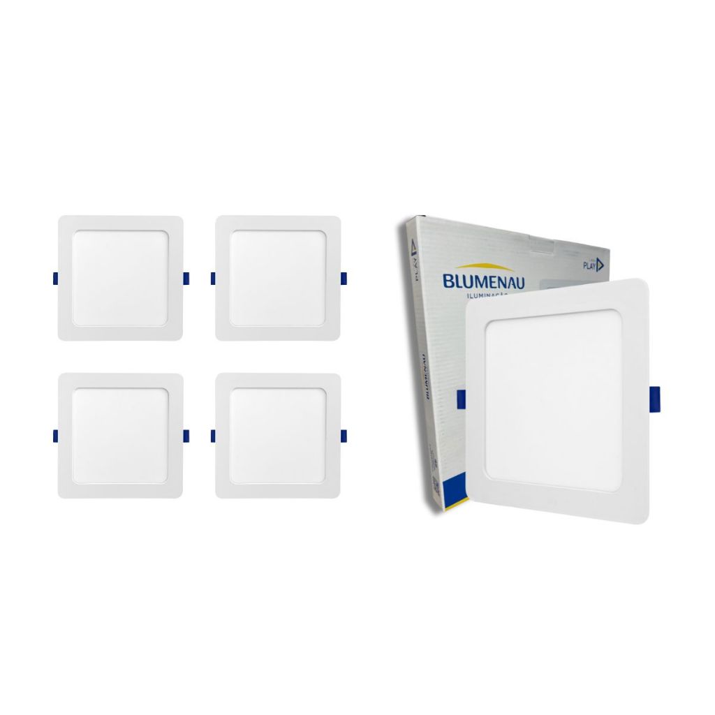 Kit 4 Painel Plafon Quadrado Embutir 12w Play Blumenau Iluminação 6500k 4000k 3000k em Oferta na Shopee
