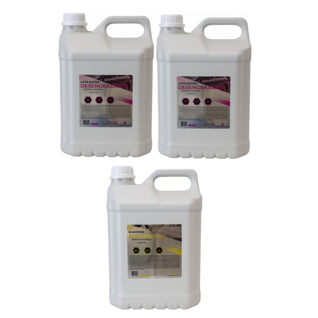 KIT LAVAGEM LAVA RÁPIDO AUTOMOTIVA ROTATIVA 15L - DESENGRAXANTE 1:40 MOTOR, CHASSI + SHAMPOO NEUTRO