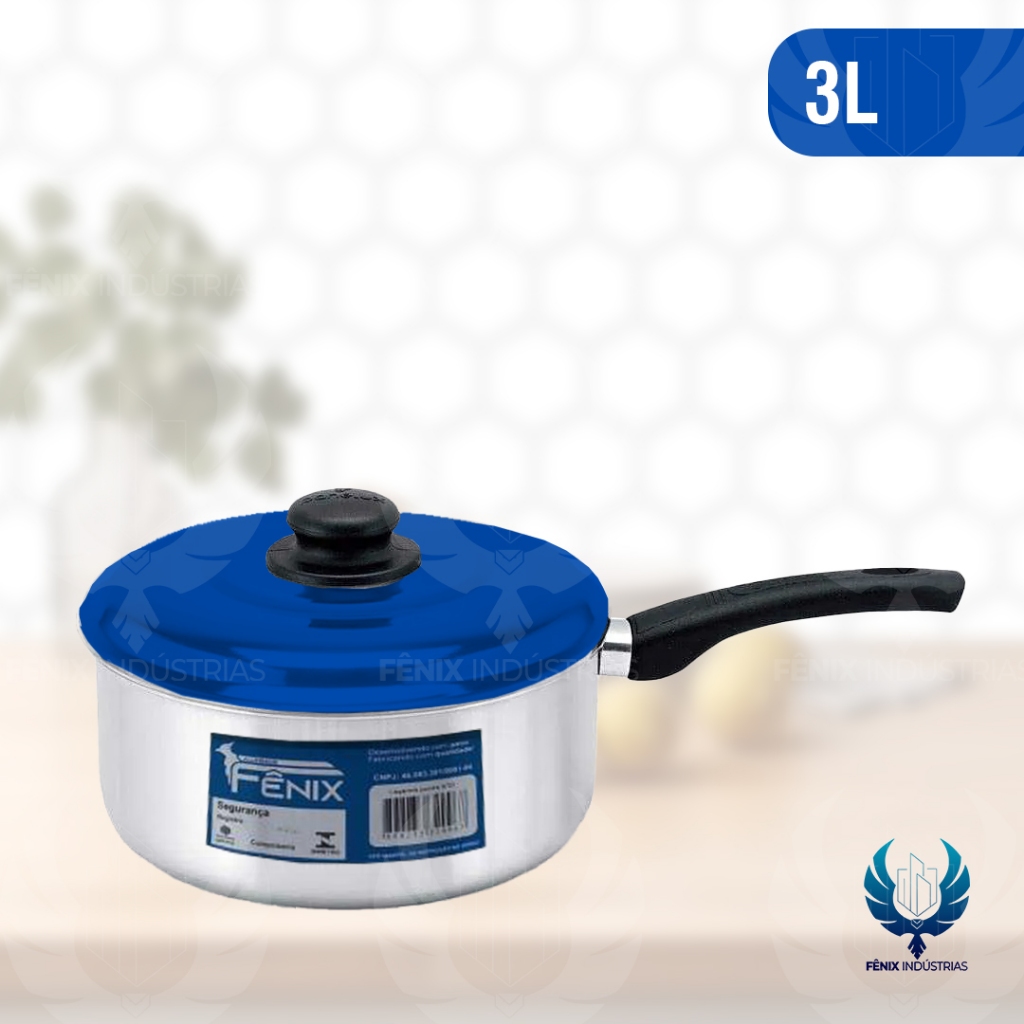 Caçarola de Alumínio Nº 20 com Cabo – 3,0 Litros com Tampa Colorida | Linha Colored Lid | Indústrias Fênix