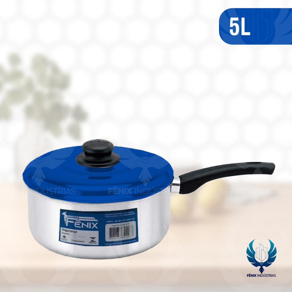 Caçarola de Alumínio Nº 24 com Cabo – 5,0 Litros com Tampa Colorida | Linha Colored Lid | Indústrias Fênix