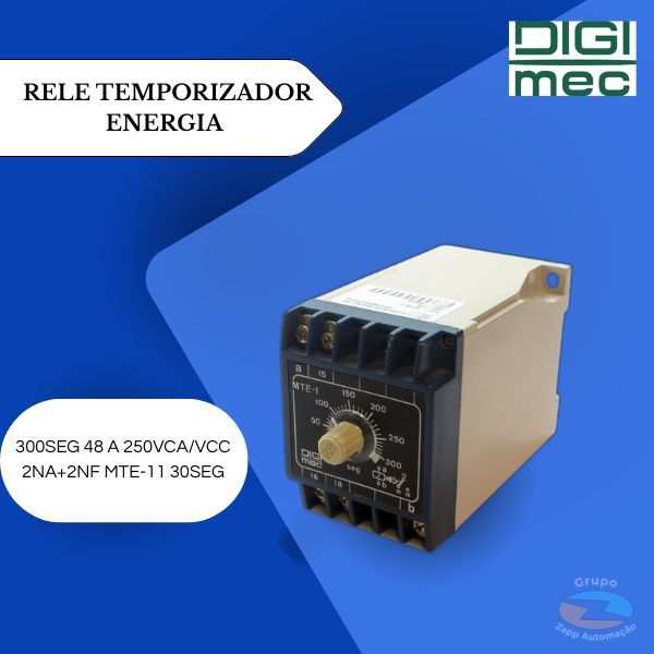 RELE TEMPO ENERG. 300SEG 48 A 250VCA/VCC 2NA+2NF MTE-11 30SEG