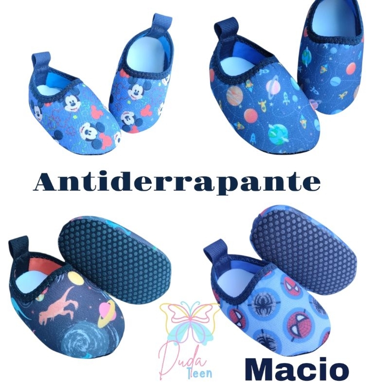 calce facil pantufa de bebê menino estampa divertida conforto antiderrapante maio