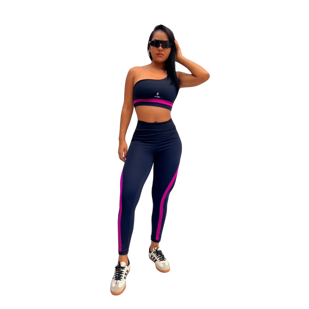 Conjunto Calça Legging Fitness mais top  Poliamida Academia cintura alta modeladora zero transparencia