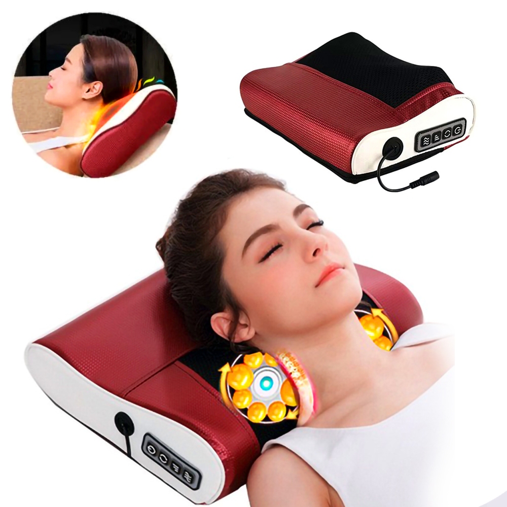 Massageador Shiatsu Elétrico Almofada Encosto Com Aquecimento Cervical Lombar Pés