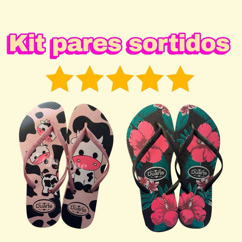 Kit 2 pares sortidos femininos estampas divertidas | Marca Duarte em Oferta na Shopee