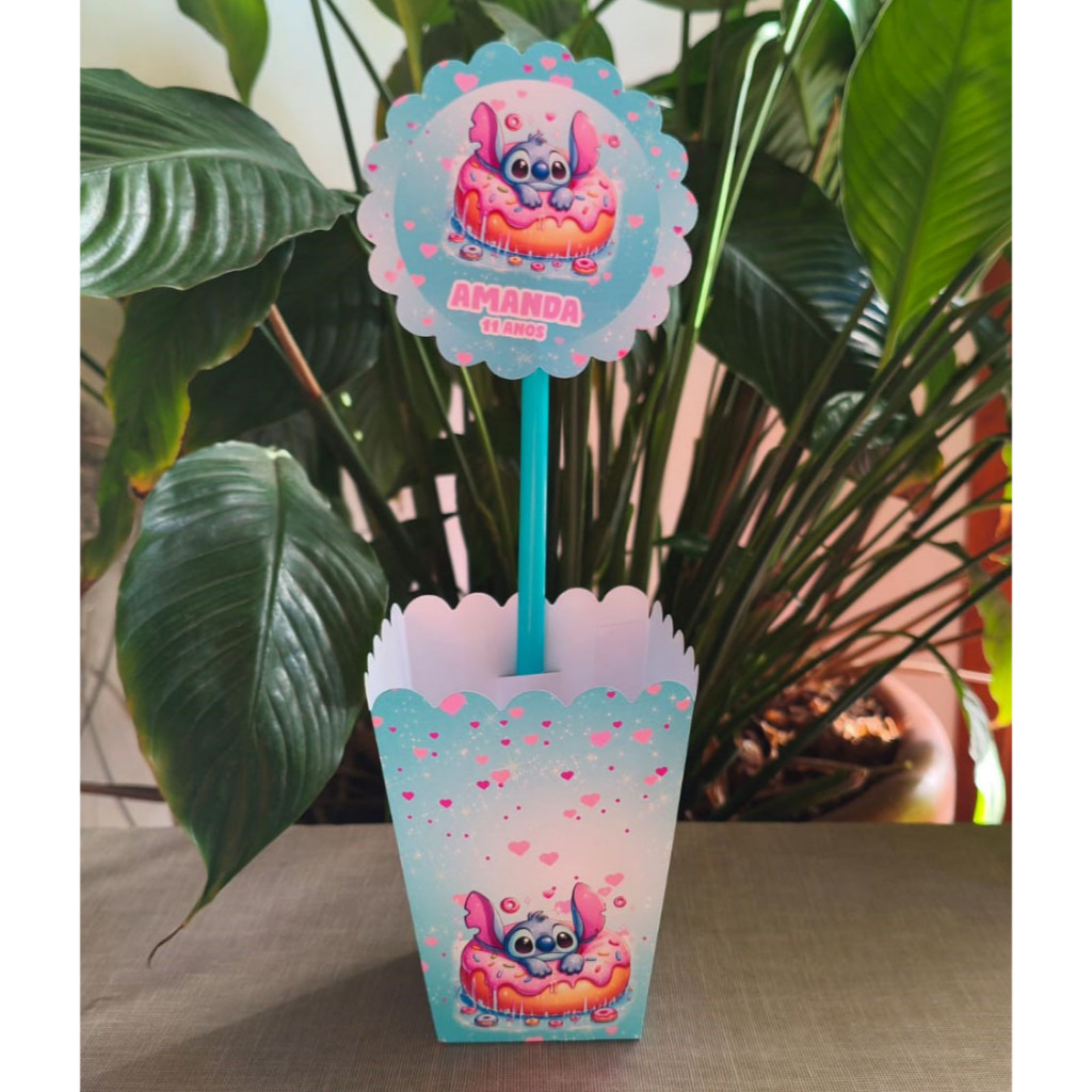 Kit Centro de Mesa PEGUE E MONTE TODOS OS TEMAS - STITCH -Centro Mesa Festa Lembrancinha Aniversário