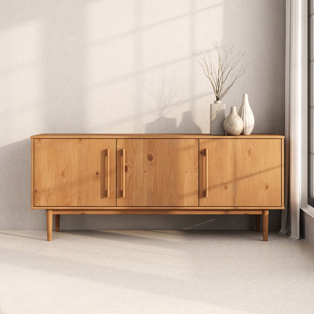 Balcão Buffet Decorativo Hall de Entrada 3 Portas Freijó TECCA em Oferta na Shopee