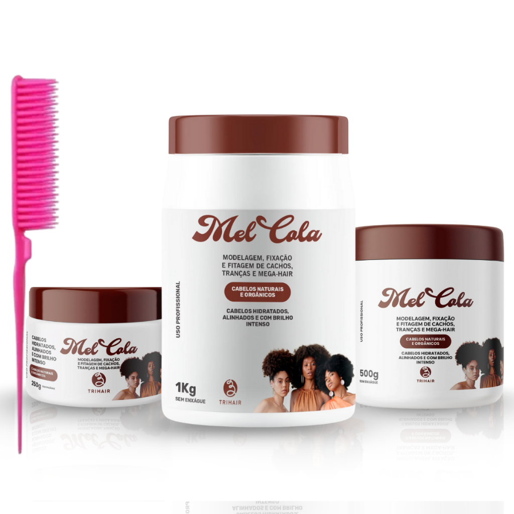 Mel Cola Trihair + Pente 3 Fileiras para Modelagem em Oferta na Shopee