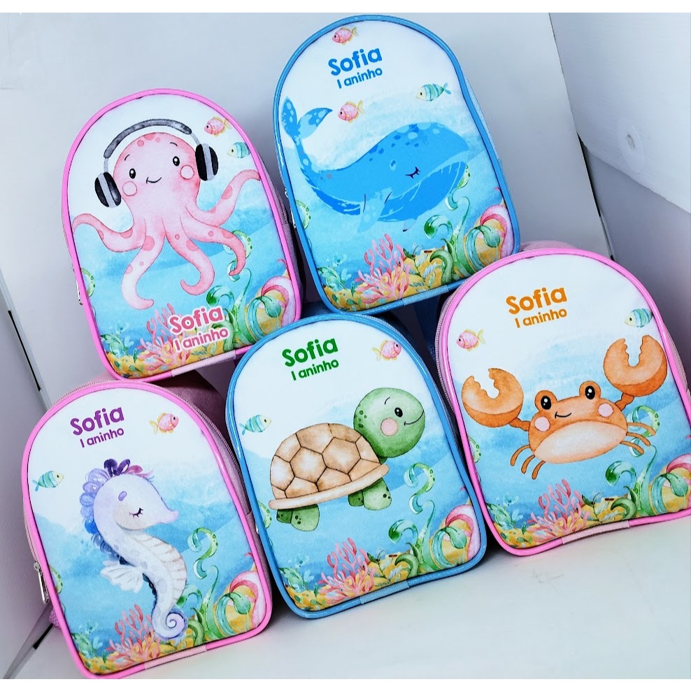 Promoção! 20 mochilinhas personalizadas,  sereia, fundo do mar, lembrancinhas para festas infantis. em Oferta na Shopee