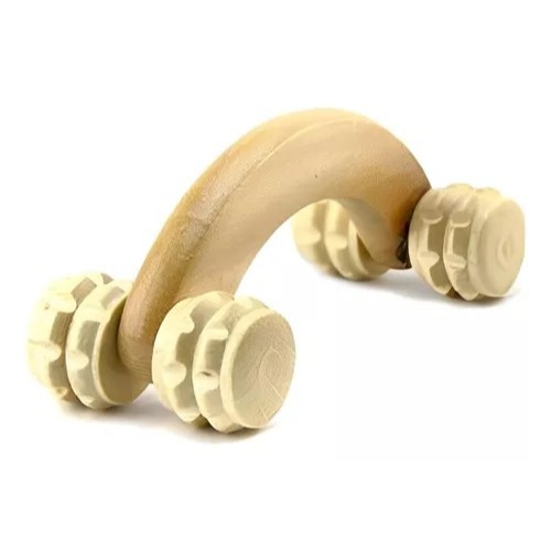 Massageador Manual Carrinho De Madeira 15,5cm Relaxante Anti Stress Relaxante