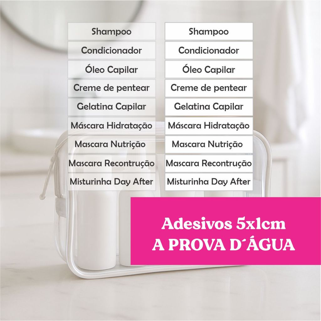 Kit Adesivos Produtos capilar Cronograma Capilar 5x1cm – À Prova D'Água |Finalização e Tratamento Cachos e Crespos